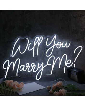 Will You Marry Me White Custom Neon Sign for Engagement and Celebratory Spaces