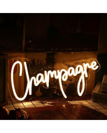 Champagne Yellow Neon Sign for Celebratory and Fun Spaces