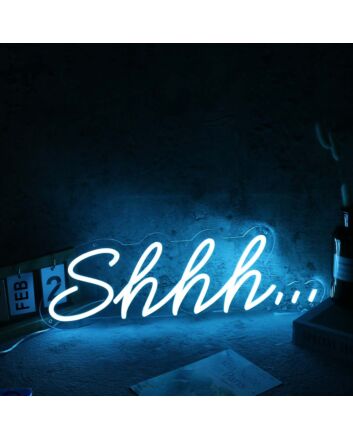 Shhh Blue Neon Sign for Quiet and Relaxation Spaces