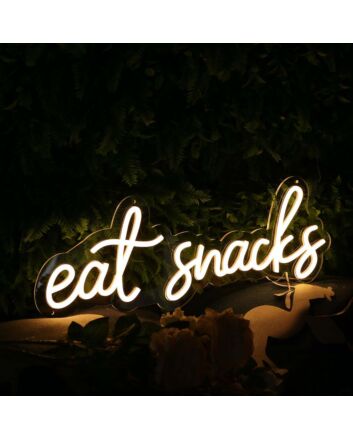 Eat Snacks Yellow Neon Sign for Food Lovers and Fun Spaces