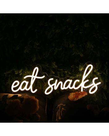 Eat Snacks Yellow Neon Sign for Food Lovers and Fun Spaces