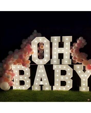 Steel Marquee Letter OH BABY Party Decor High-End Custom Zinc Metal Marquee Light Marquee Sign for Baby Showers