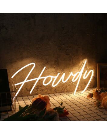 Howdy Yellow Neon Sign for Western and Fun Spaces