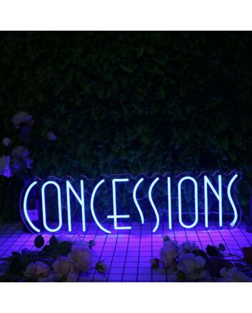 Concessions Blue Neon Sign for Event and Party Spaces