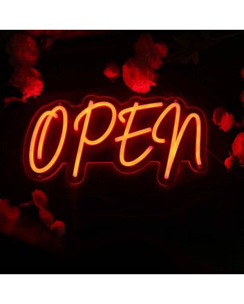 Open Orange LED Neon Sign for Businesses and Shops