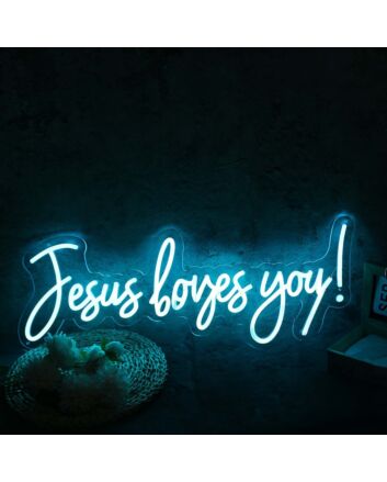 Jesus Loves You Blue Neon Sign for Religious and Spiritual Spaces