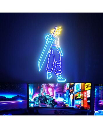 Final Fantasy Cloud Strife Art LED Neon Sign for Game Fans
