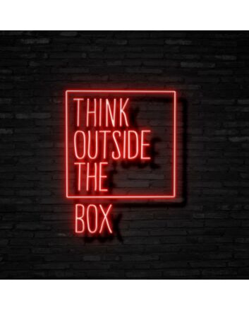Think Outside The Box Neon Sign for Inspirational and Creative Spaces