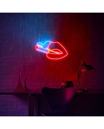 Lips Smoking Neon Sign for Bold and Edgy Spaces