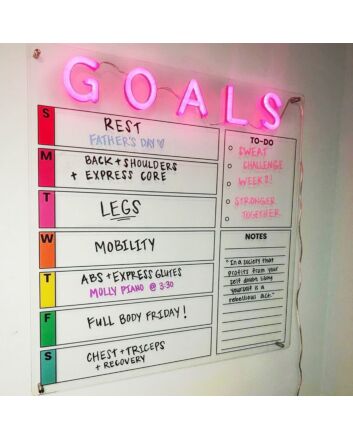 Goals Calendar Neon Sign keeps offices organized and motivated