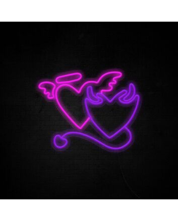 Angel And Demon In Love Heart Neon Sign for artistic and romantic decor