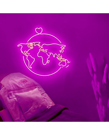 World map - globe with a heart