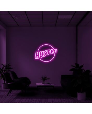Hustle Logo Neon Sign for Motivational Spaces
