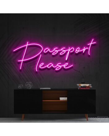 Passport Please Neon Sign for Travel Themed Spaces