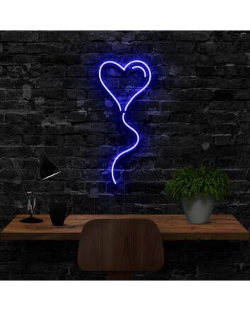 Balloon Heart Neon Sign for Romantic and Playful Spaces