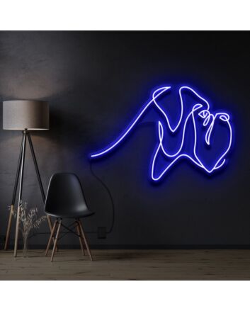 Boxer Line Art Neon Sign for Pet and Sports Enthusiasts
