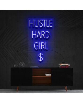 Hustle Hard Girl Neon Sign for Motivational Spaces