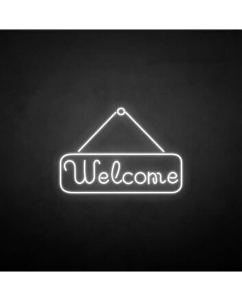 &#39;Welcome&#39; neon sign