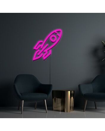 Rocket Ship Neon Sign Ideal for space-themed rooms and kids' spaces