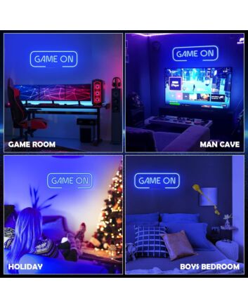 Game On Deep Blue Neon Sign Teen Dorm Room