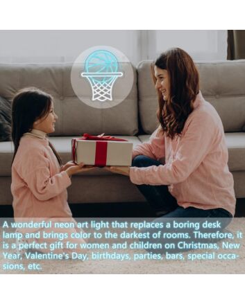 Ice Blue Basketball and White Basketball Neon Sign Sports Enthusiast