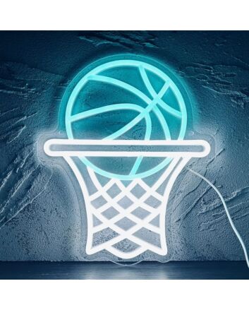 Ice Blue Basketball and White Basketball Neon Sign Sports Enthusiast