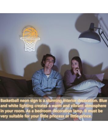 Orange Basketball and White Basketball Neon Sign Stadium Spirit