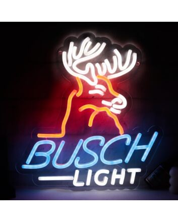 Orange Moose Busch Light Bar Neon Sign Rustic Bar