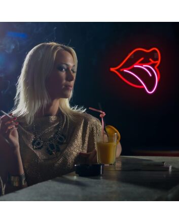 Red Lips Bedroom Wall Mounted Neon Sign Bold Accent