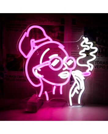 Smoking Woman Deep Pink Neon Sign Chic Bar