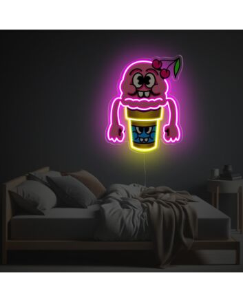 Happy Ice Cream Guy LED Neon Acrylic Artwork