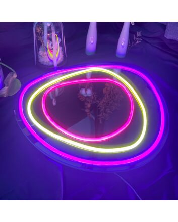 Brighten Your Spaces from Living Rooms to Bars with the Aesthetic Wavy Selfie Mirror LED Neon Sign.