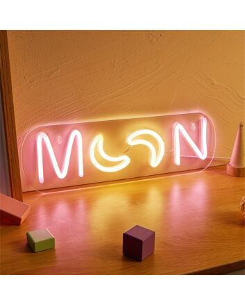 Brighten Up Your Nights: Perfect for Home Decor, Romantic Evenings, and Vibrant Parties with Back Plate LED Neon Moon LED Neon Sign.