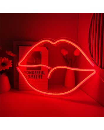 Brighten Up Your Bedroom, Office, or Glam Event with Back Plate Lips LED Neon Light.