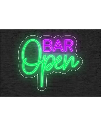 Brighten Up Your Bar, Storefront, or Game Room with the Bar Open Two Color LED Neon Sign.