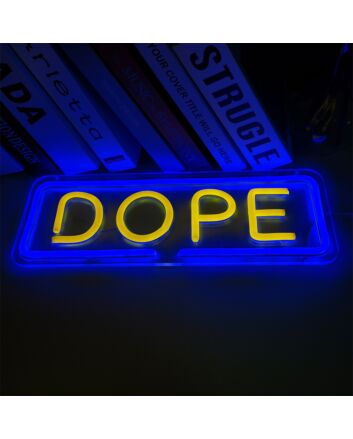 Brighten Up Your Space: Blue Yellow Dope LED Neon Sign Perfect for Bar, Home Gaming Zones, and Office Décor.