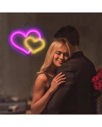 Brighten Your Spaces: From Romantic Evenings at Home to Vibrant Bar Ambiance with Brightdeck Pink Heart LED Neon Sign.