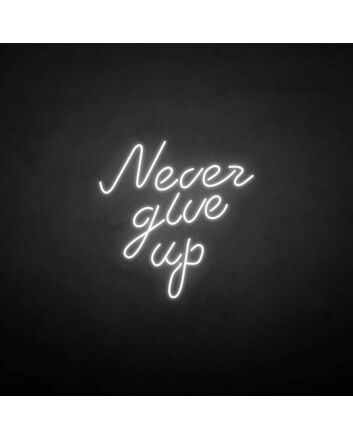 never give up neon sign