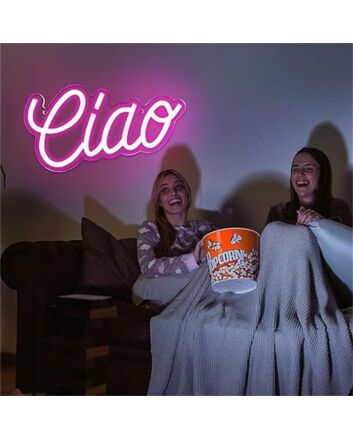 Ciao Pink LED Neon Sign: Perfect for Adding a Warm Glow to Your Home, Office, or Setting the Mood at Weddings and Parties.