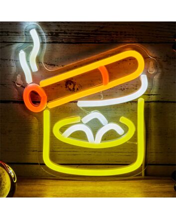 Elevate Your Bar, Storefront, or Party Atmosphere with the Cigarette Wine Glass Novelty Backboard LED Neon Light.
