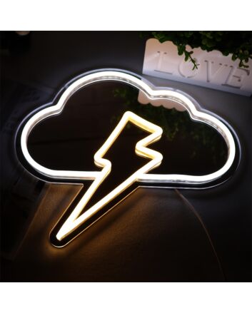 Brighten Up Your Space: Cloud Lightning Mirror LED Neon Sign for Home Decor, Office Ambiance, and Vibrant Party Settings