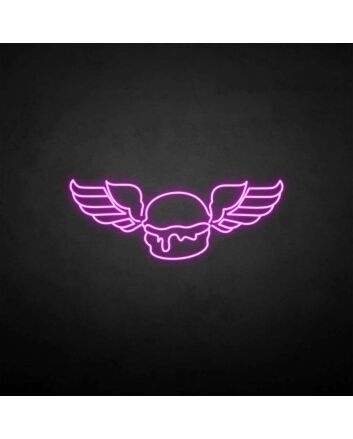 Wings with humburger neon sign
