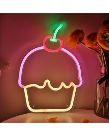 Brighten Your Bakery or Celebrate Sweet Moments at Home with Cupcake Wall Decor LED Neon Sign