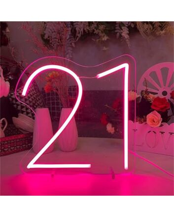 Brighten Your 21st Birthday Bash and Home Space with the Custom Number 21 Birthday Party LED Neon Sign