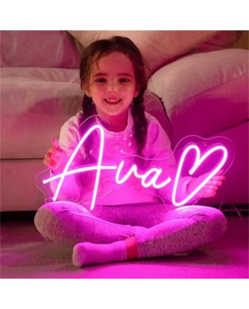 Brighten Your Celebrations and Spaces: Customized LED Neon Light Name Ava With Heart for Weddings, Birtharies, and Home Decor.