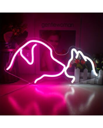 Add a Whimsical Glow to Your Decor: Dog Cat LED Neon Sign Ideal for Home, Office, or Storefront Ambiance