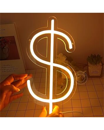 Brighten up your bar, office, or store ambiance with the sleek Dollar Dollar LED Neon Sign.