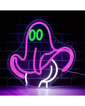 Spookify Your Space: Funny Ghost LED Neon Sign Halloween Cute Boo LED Neon Sign for Home, Bars, and Halloween Parties.