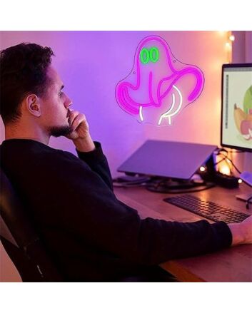 Spookify Your Space: Funny Ghost LED Neon Sign Halloween Cute Boo LED Neon Sign for Home, Bars, and Halloween Parties.