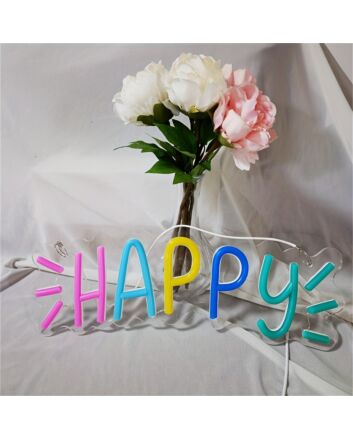 Brighten up your space, from cozy dinners at home to vibrant office gatherings, with the Happy Colorful LED Neon Sign.